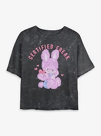 Certified Freak Hearts Bunny Mineral Wash Womens Crop T-Shirt Box Lunch Exclusive