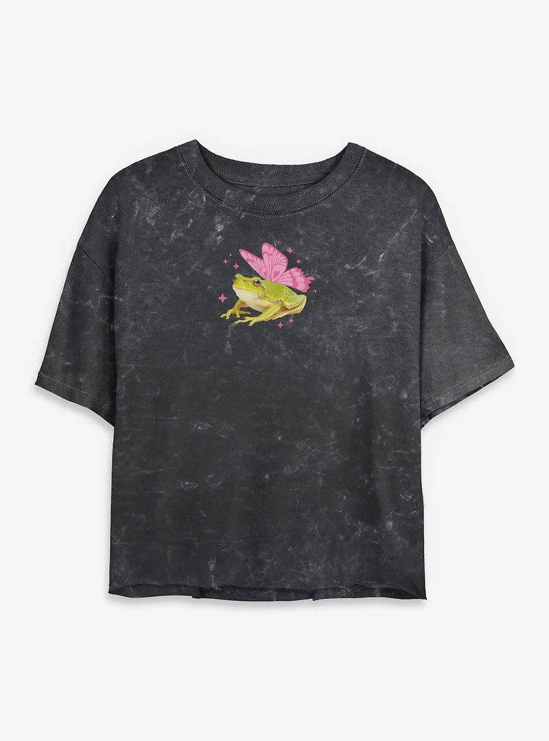 Majestic Frog With Wings Mineral Wash Womens Crop T-Shirt Box Lunch Exclusive