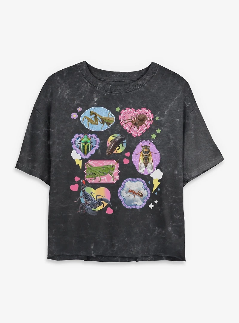 Creepy Cutie Bugs Mineral Wash Womens Crop T-Shirt Box Lunch Exclusive
