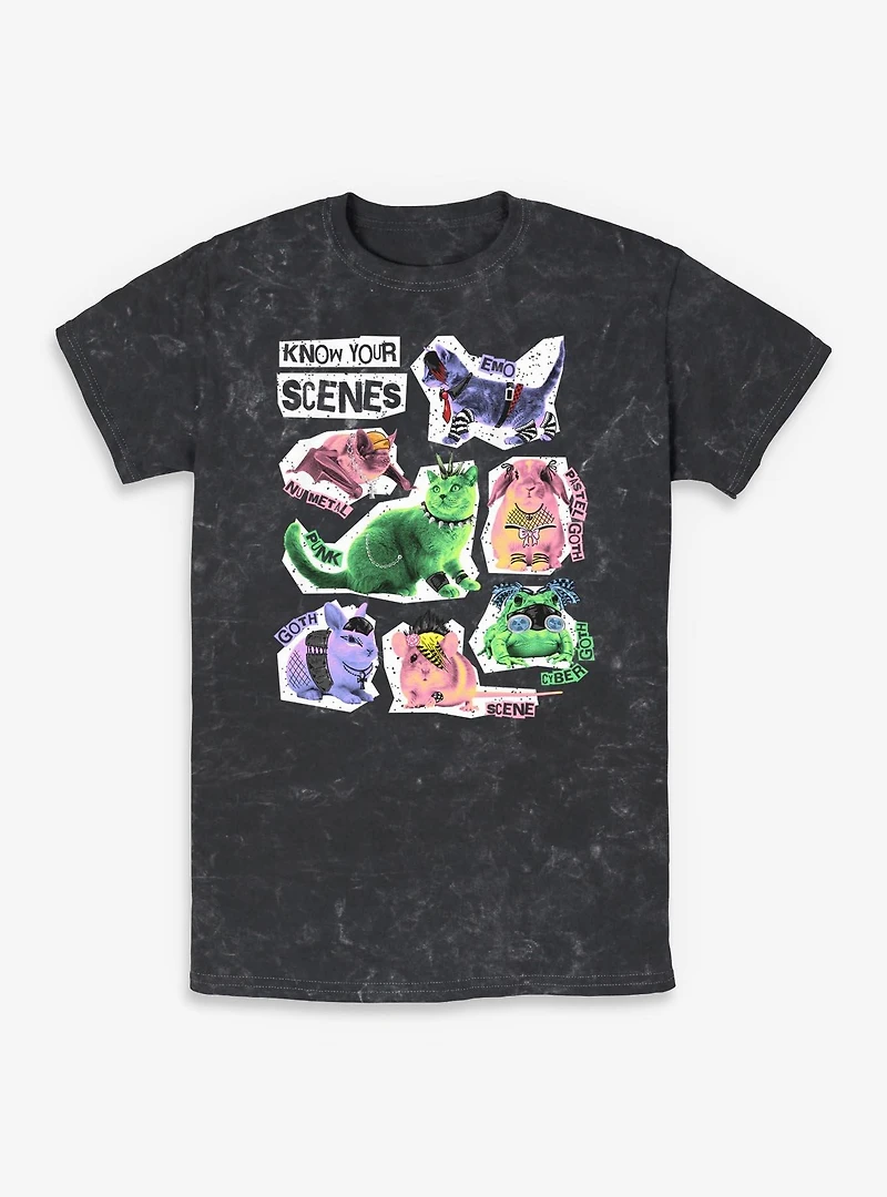 Know Your Scene Cute Punk Animal Chart Mineral Wash T-Shirt Box Lunch Exclusive