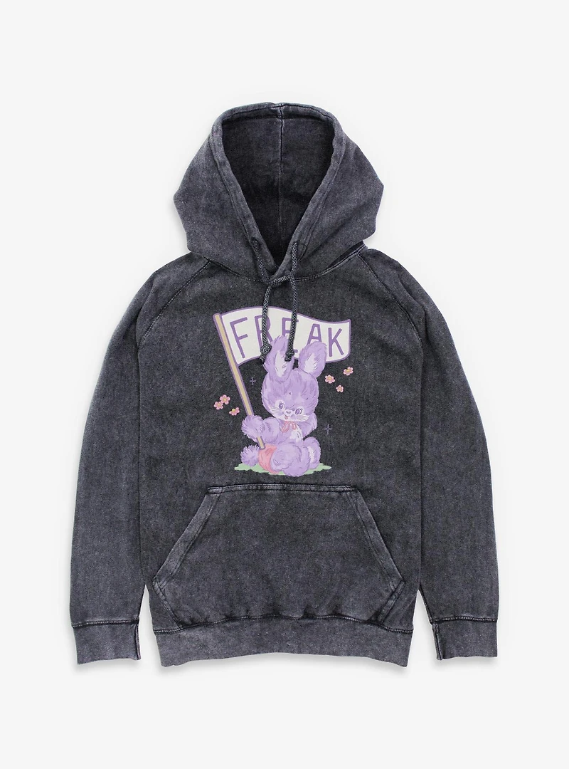Wave That Freak Flag Floral Bunny Mineral Wash Hoodie Box Lunch Exclusive