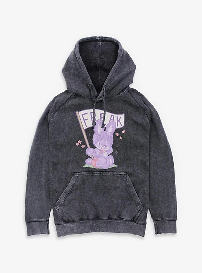 Wave That Freak Flag Floral Bunny Mineral Wash Hoodie Box Lunch Exclusive