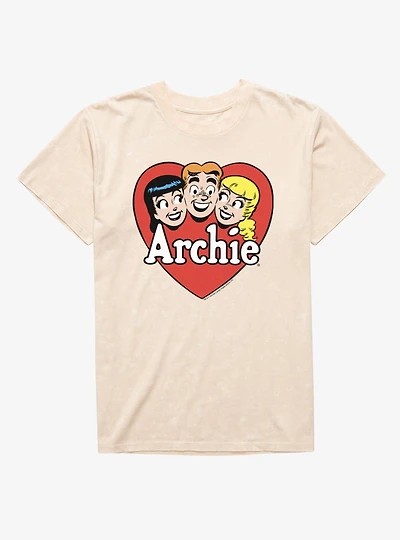 Archie Comics Heart Love Trio Mineral Wash T-Shirt