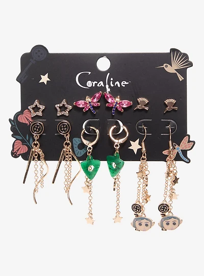 Coraline Gold Icons Earring Set - BoxLunch Exclusive