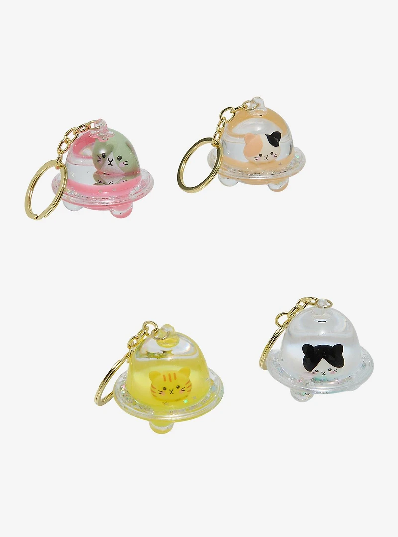 Spaceship Cats Liquid Filled Blind Assorted Keychain