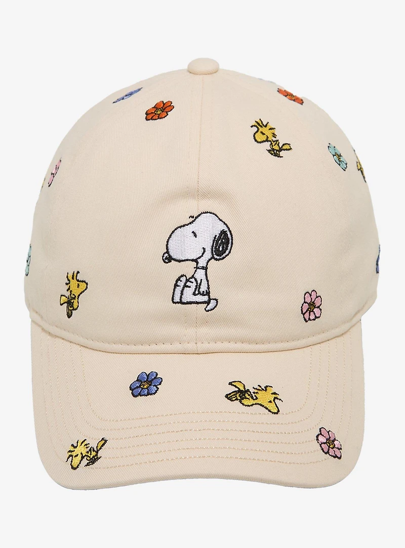 Peanuts Snoopy Floral Allover Embroidered Ball Cap