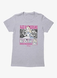 Disney Alice Wonderland Tea Time Curiouser Squares Womens T-Shirt