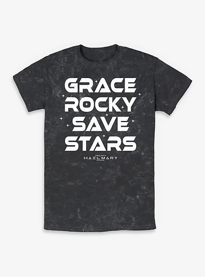 Project Hail Mary Grace Rocky Save Stars Mineral Wash T-Shirt