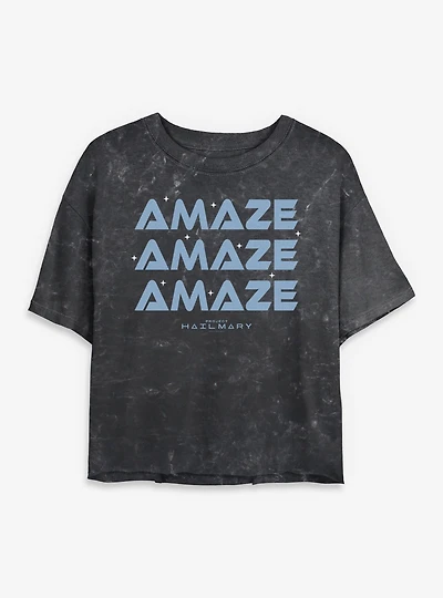 Project Hail Mary Amaze Womens Mineral Wash Crop T-Shirt