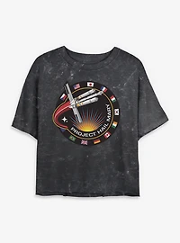 Project Hail Mary Patch Womens Mineral Wash Crop T-Shirt