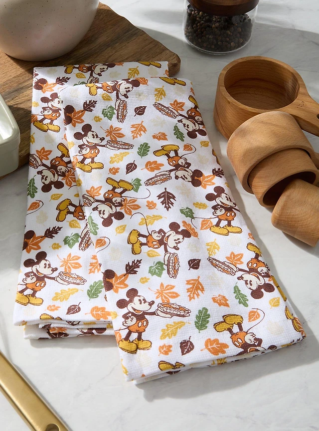 Disney Mickey Mouse Pumpkin Pie & Fall Leaves Kitchen Towel Set