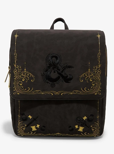 Loungefly Dungeons & Dragons Icons Black and Gold Mini Backpack - BoxLunch Exclusive