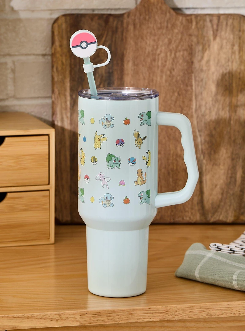 Pokémon Snacks Allover Print Straw Tumbler with Handle