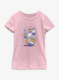 Star Wars: The Mandalorian And Grogu Enjoying Snacks Youth Girls T-Shirt