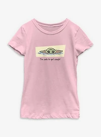 Star Wars: The Mandalorian And Grogu Too Cute To Get Caught Youth Girls T-Shirt