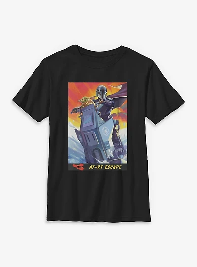 Star Wars: The Mandalorian And Grogu AT RT Escape & Card Style Youth T-Shirt
