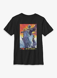 Star Wars: The Mandalorian And Grogu AT RT Escape & Card Style Youth T-Shirt
