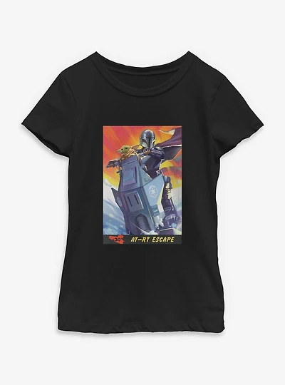 Star Wars: The Mandalorian And Grogu AT RT Escape & Card Style Youth Girls T-Shirt