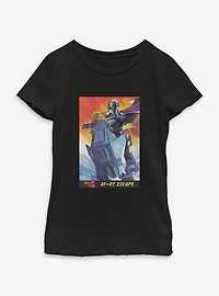Star Wars: The Mandalorian And Grogu AT RT Escape & Card Style Youth Girls T-Shirt