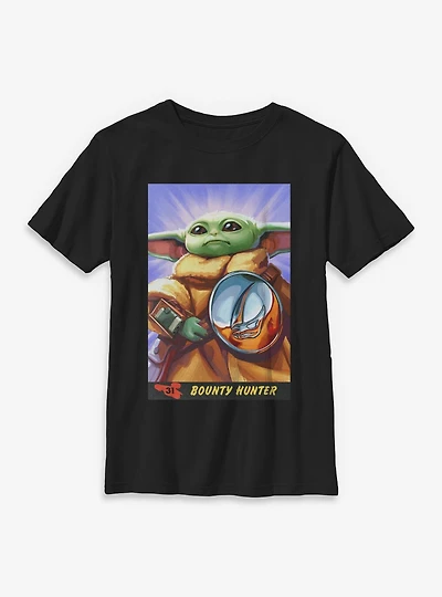 Star Wars: The Mandalorian And Grogu Bounty Hunter Card Style Youth T-Shirt