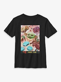 Star Wars: The Mandalorian And Grogu Snack Time Card Style Youth T-Shirt
