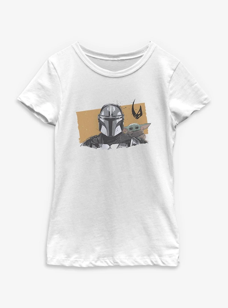 Star Wars: The Mandalorian And Grogu & Front Portrait Youth Girls T-Shirt