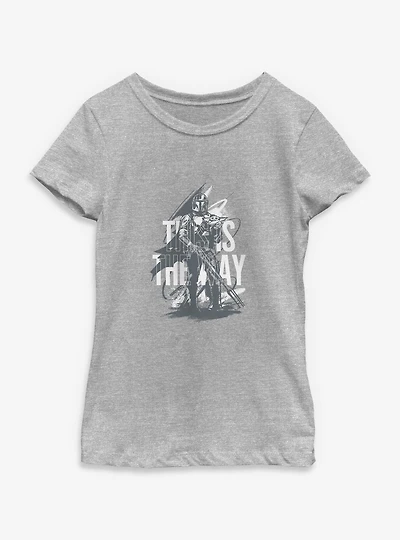 Star Wars: The Mandalorian And Grogu This Is Way Sketch Youth Girls T-Shirt