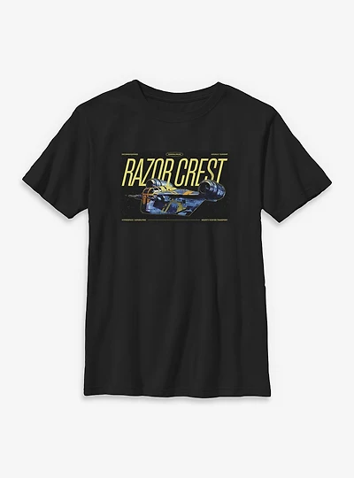 Star Wars: The Mandalorian And Grogu Razor Crest Galaxy Flight Youth T-Shirt