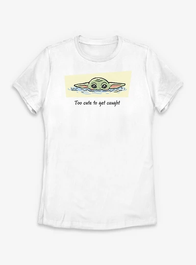 Star Wars: The Mandalorian And Grogu Too Cute To Get Caught Womens T-Shirt