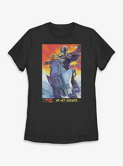 Star Wars: The Mandalorian And Grogu AT RT Escape & Card Style Womens T-Shirt