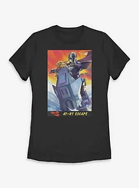 Star Wars: The Mandalorian And Grogu AT RT Escape & Card Style Womens T-Shirt