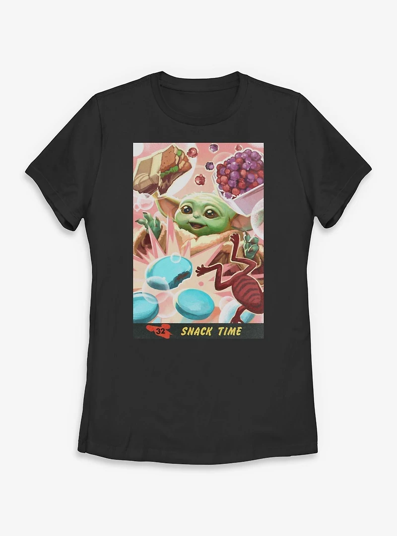 Star Wars: The Mandalorian And Grogu Snack Time Card Style Womens T-Shirt