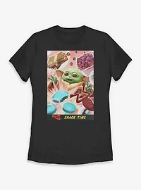 Star Wars: The Mandalorian And Grogu Snack Time Card Style Womens T-Shirt
