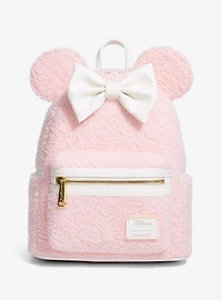 Loungefly Disney Minnie Mouse Ears Pink Sherpa Mini Backpack - BoxLunch Exclusive