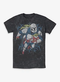 Star Wars: The Mandalorian And Grogu & Advancing Metal Style Mineral Wash T-Shirt Box Lunch Exclusive
