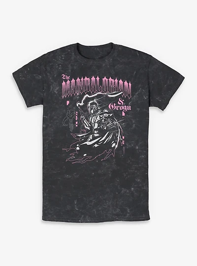 Star Wars: The Mandalorian And Grogu & Goth Font Style Mineral Wash T-Shirt Box Lunch Exclusive