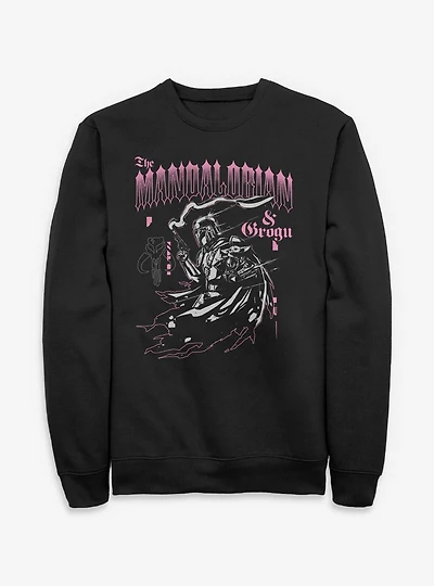 Star Wars: The Mandalorian And Grogu & Goth Font Style Sweatshirt Box Lunch Exclusive