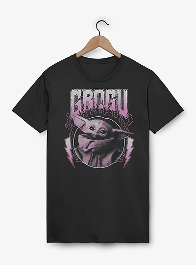 Star Wars The Mandalorian Grogu Flames Metal Icon T-Shirt Box Lunch Exclusive