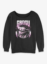 Star Wars The Mandalorian Grogu Flames Metal Icon Womens Slouchy Sweatshirt Box Lunch Exclusive