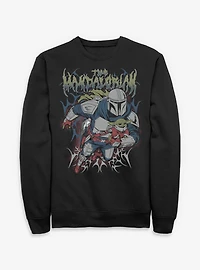 Star Wars: The Mandalorian And Grogu & Duo Hunters Metal Font Style Sweatshirt Box Lunch Exclusive
