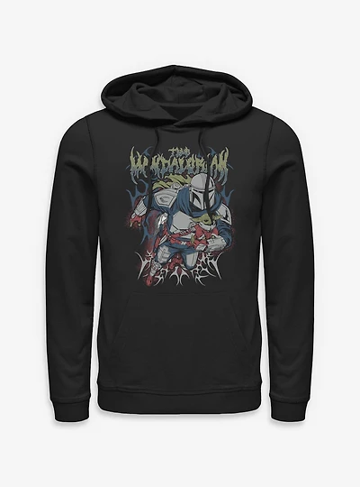 Star Wars: The Mandalorian And Grogu & Duo Hunters Metal Font Style Hoodie Box Lunch Exclusive