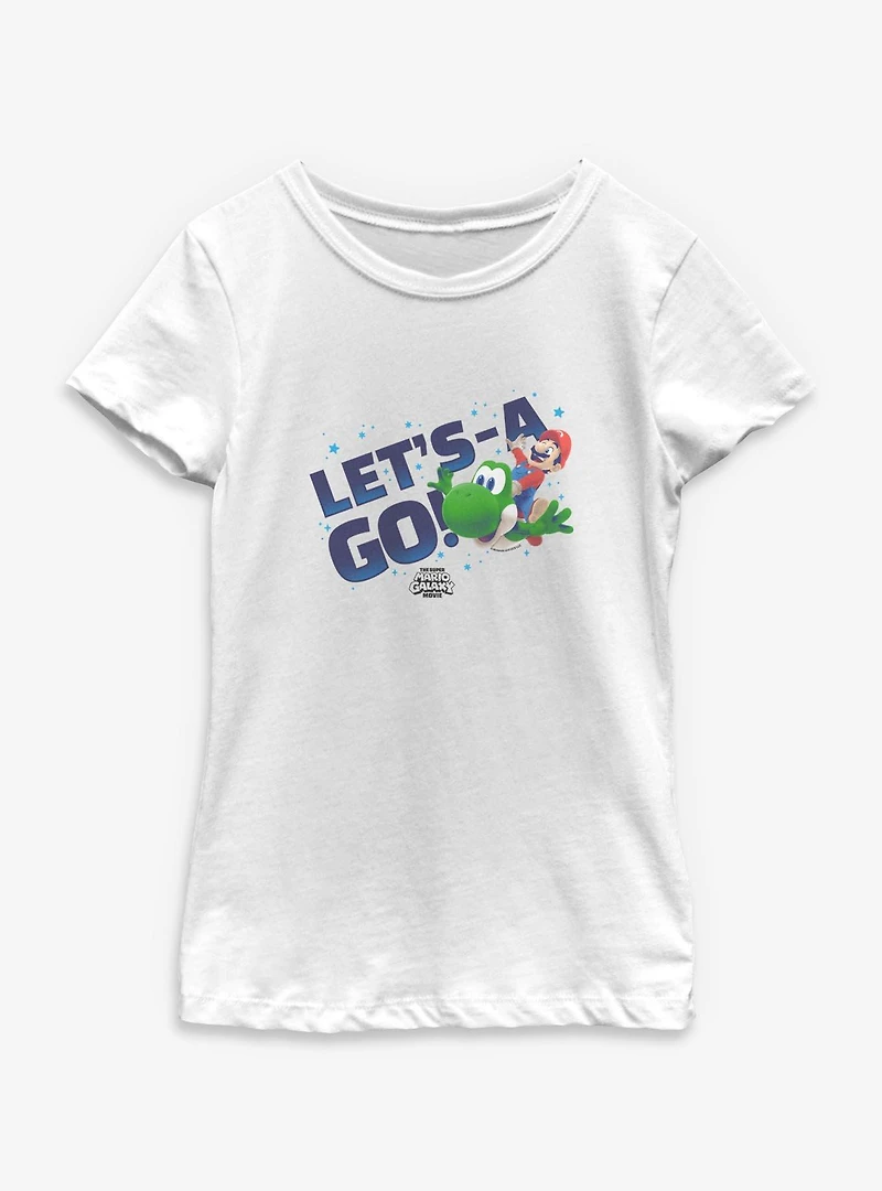 The Super Mario Galaxy Movie Let's-A Go Yoshi Youth Girls T-Shirt