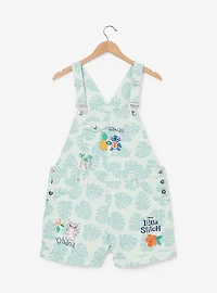 Disney Lilo & Stitch Palm Frond Allover Print Women's Plus Short Overalls - BoxLunch Exclusive