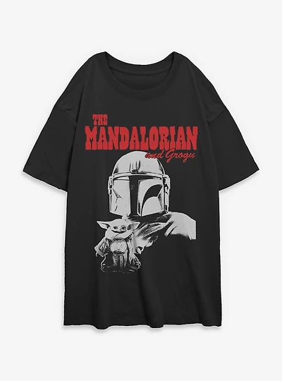 Star Wars: The Mandalorian And Grogu & Duo Hunters Womens Oversized T-Shirt Box Lunch Exclusive