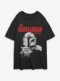 Star Wars: The Mandalorian And Grogu & Duo Hunters Womens Oversized T-Shirt Box Lunch Exclusive