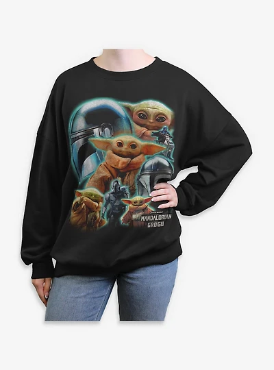 Star Wars: The Mandalorian And Grogu & Cosmic Collage  Womens Oversized Sweatshirt Box Lunch Exclusive