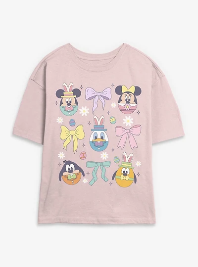 Disney Mickey Mouse & Friends Bows Egg Heads Womens Skimmer T-Shirt