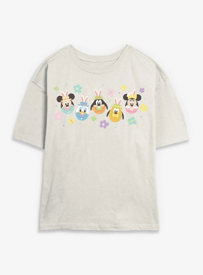 Disney Mickey Mouse & Friends Flowers Egg Heads Womens Skimmer T-Shirt
