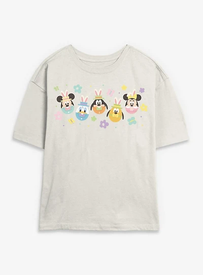 Disney Mickey Mouse & Friends Flowers Egg Heads Womens Skimmer T-Shirt