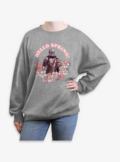 Star Wars The Mandalorian Hello Spring & Grogu Womens Oversized Sweatshirt